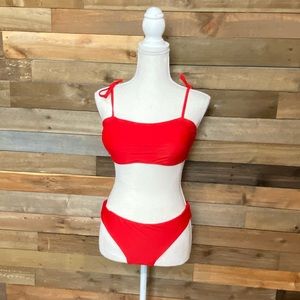 Shein red tie shoulder bikini size medium